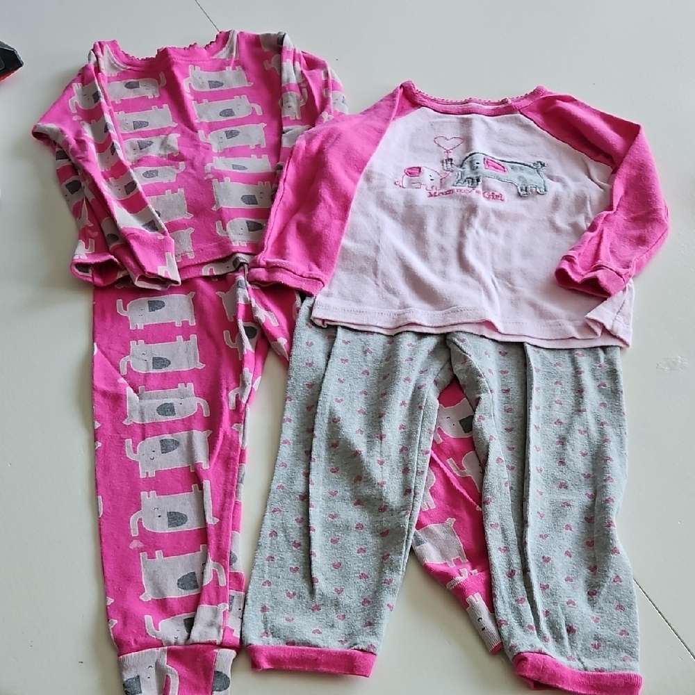 2 Sets Of Carter's Pink and Gray Top And BOPajama Sets